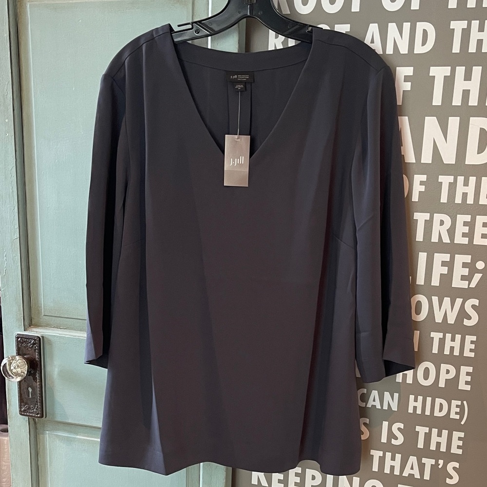 J Jill  Women's dark grey V-Neck Blouse